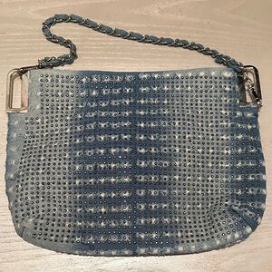 Stylish Blue Denim Studded Women's Bag